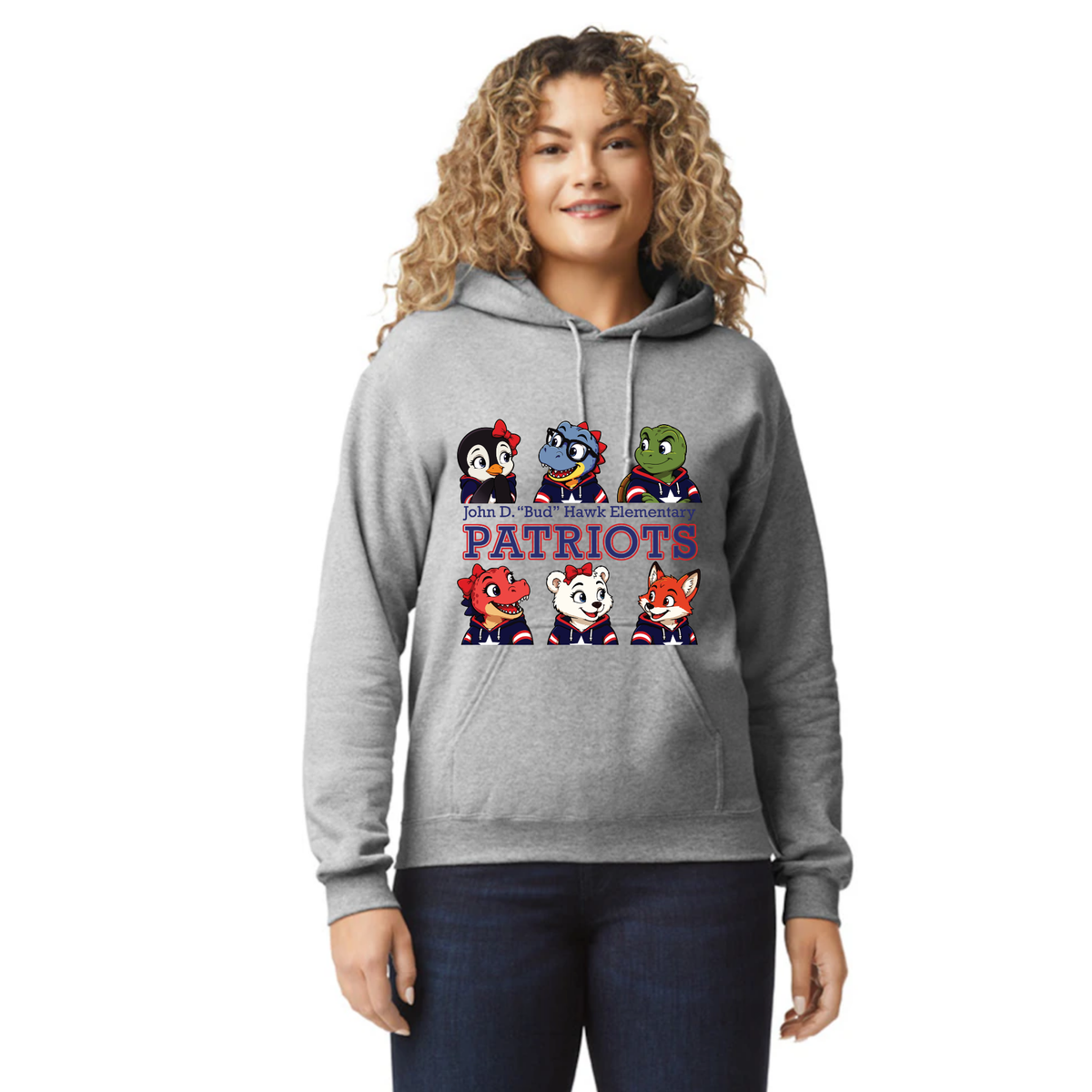 Hawk Elementary - Patriots Buddy Block -  Adult Unisex Hoodie
