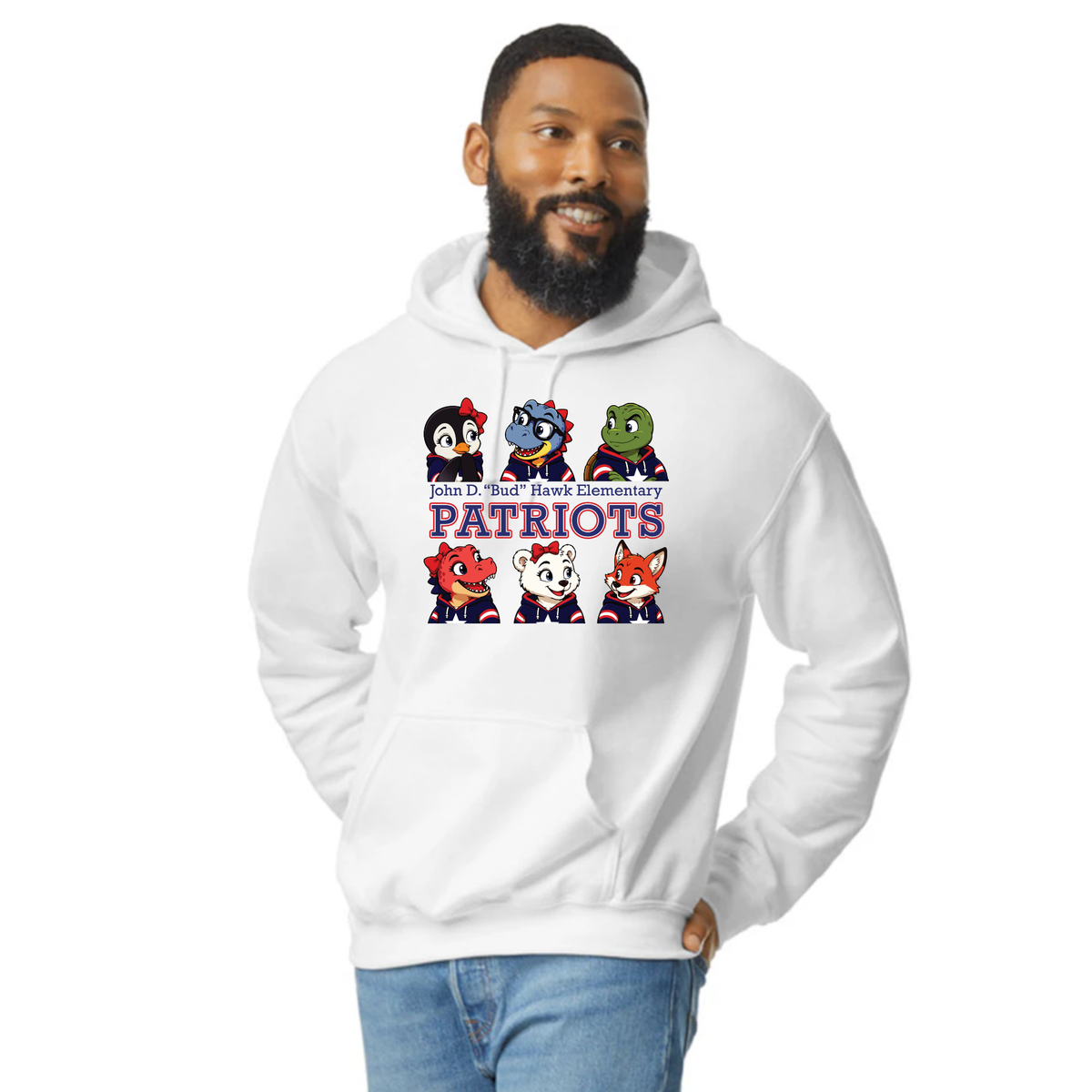 Hawk Elementary - Patriots Buddy Block -  Adult Unisex Hoodie