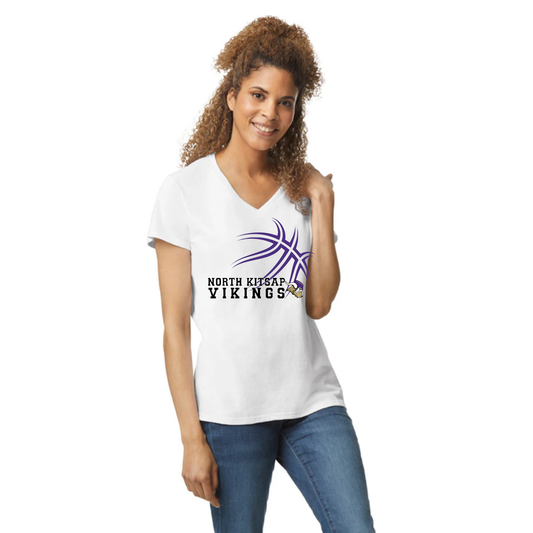 NK Basketball - purple basketball logo - Womens V-Neck tshirt