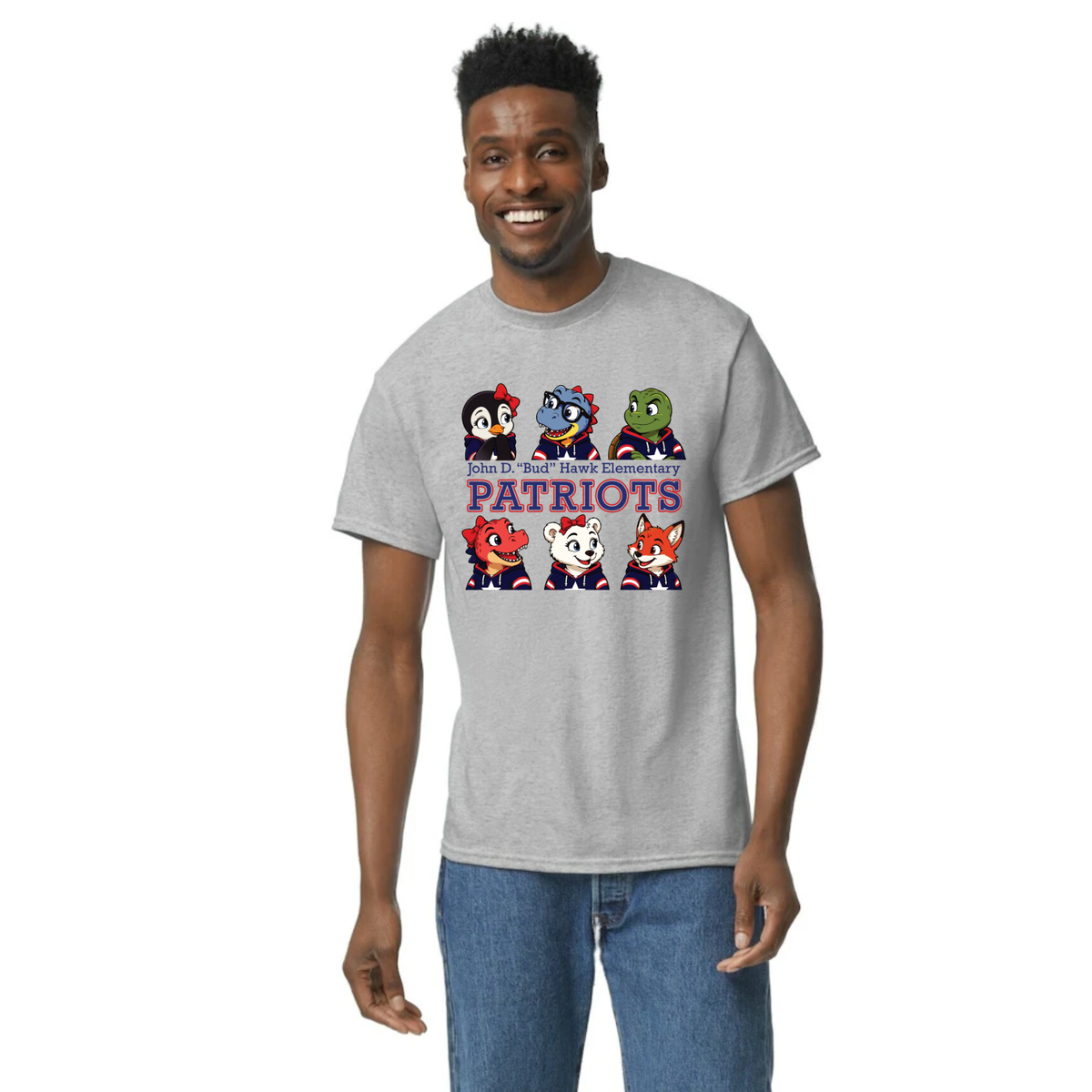 Hawk Elementary - Patriots Buddy Block -  Unisex Adult Tshirt