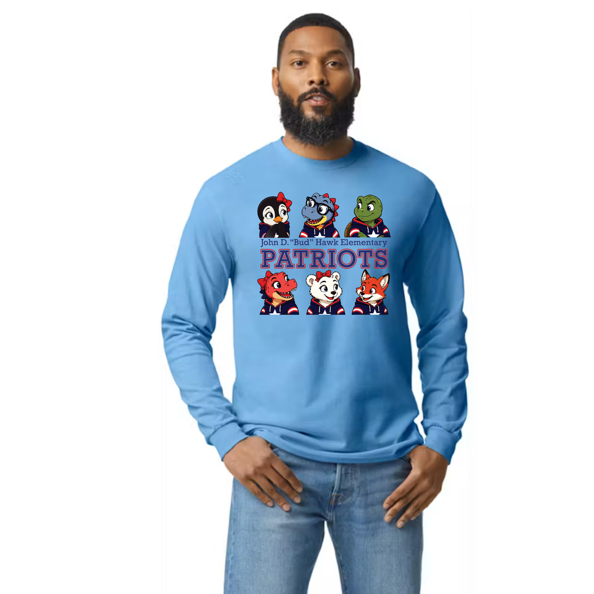 Hawk Elementary - Patriots Buddies Block -  Long Sleeve Tshirt