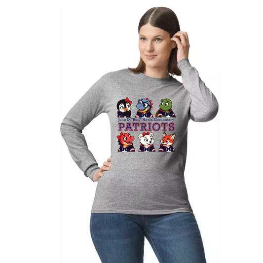 Hawk Elementary - Patriots Buddies Block -  Long Sleeve Tshirt