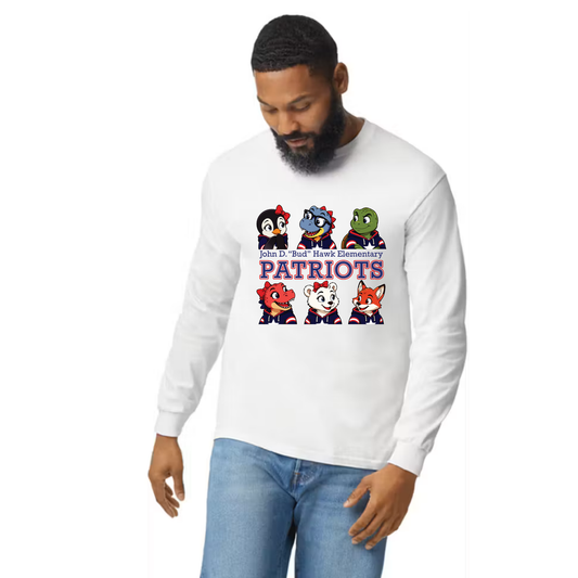 Hawk Elementary - Patriots Buddies Block -  Long Sleeve Tshirt