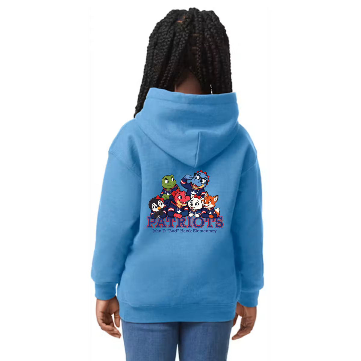 Hawk Elementary - Patriots Buddies - Front/Back - Youth Hoodie