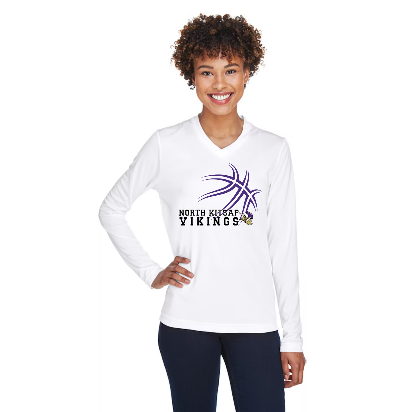 NK Basketball - Purple basketball logo - Performance Long Sleeve - Womens