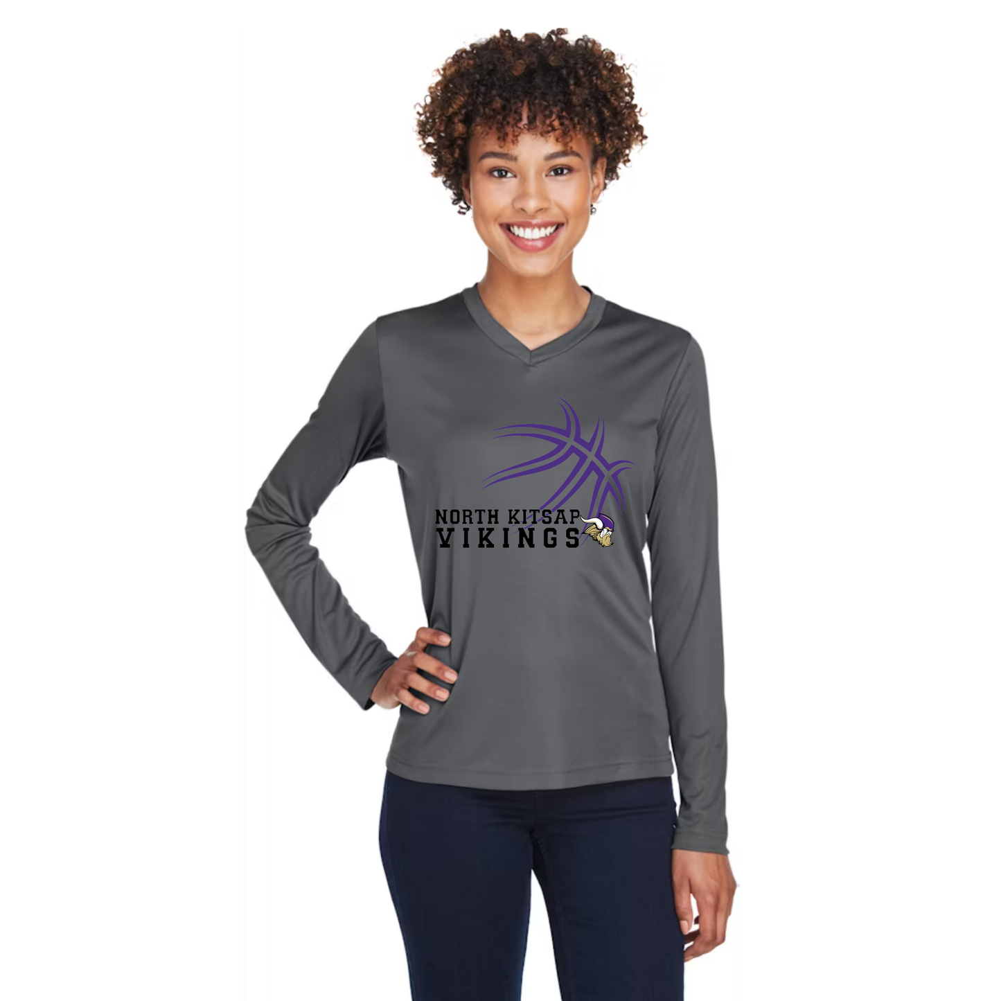 NK Basketball - Purple basketball logo - Performance Long Sleeve - Womens