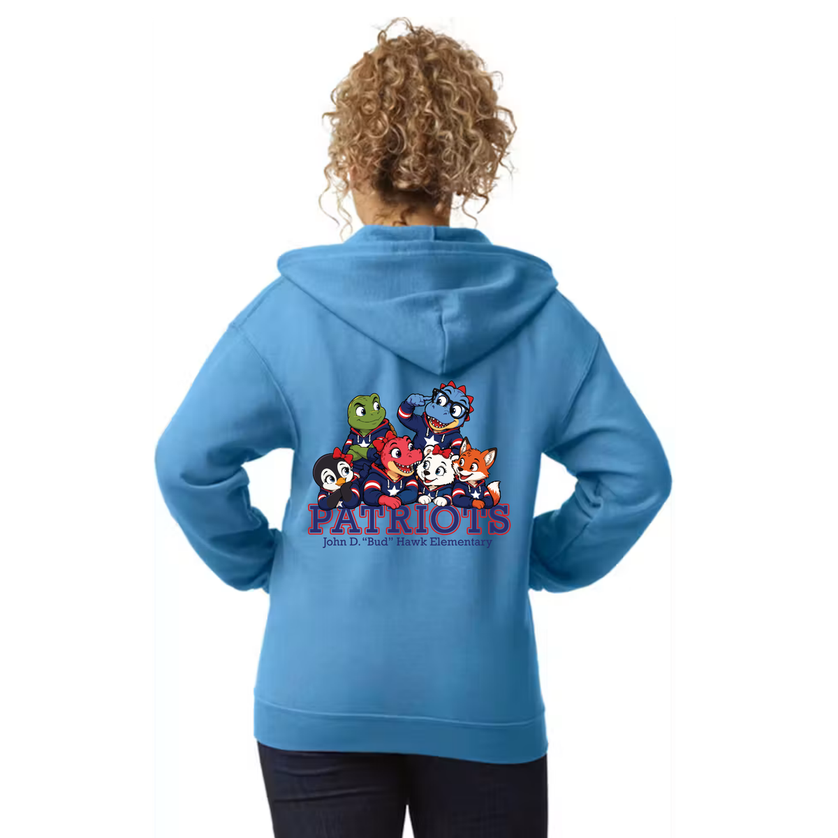 Hawk Elementary - Patriots Buddies - Front/Back - Full Zip Jacket