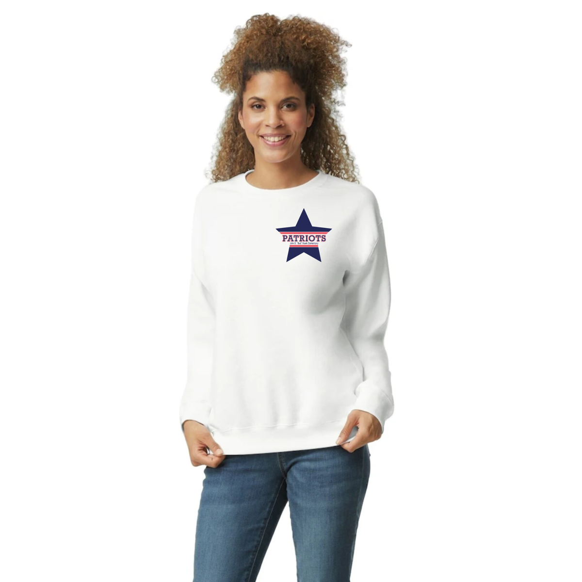 Hawk Elementary - Patriots Buddies - Front/Back- Adult Unisex Crewneck