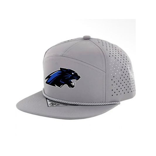 Poulsbo Panthers - 7 Panel Laser Cute and rope snapback hat