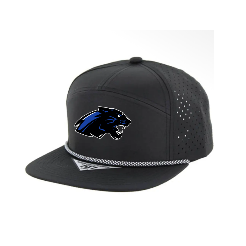 Poulsbo Panthers - 7 Panel Laser Cute and rope snapback hat