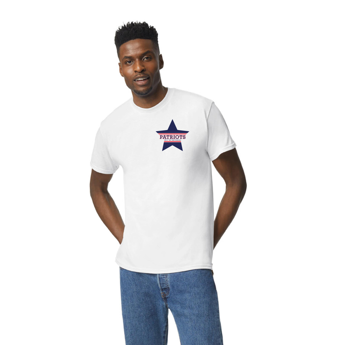 Hawk Elementary - Patriots Buddies - Front/Back -  Unisex Adult Tshirt
