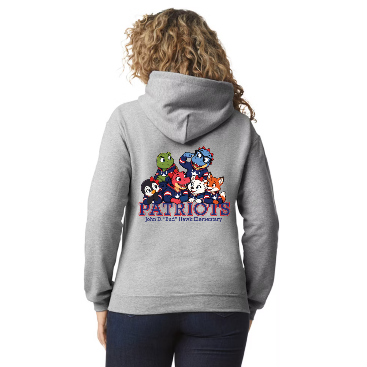 Hawk Elementary - Patriots Buddies - Front/Back - Adult Unisex Hoodie