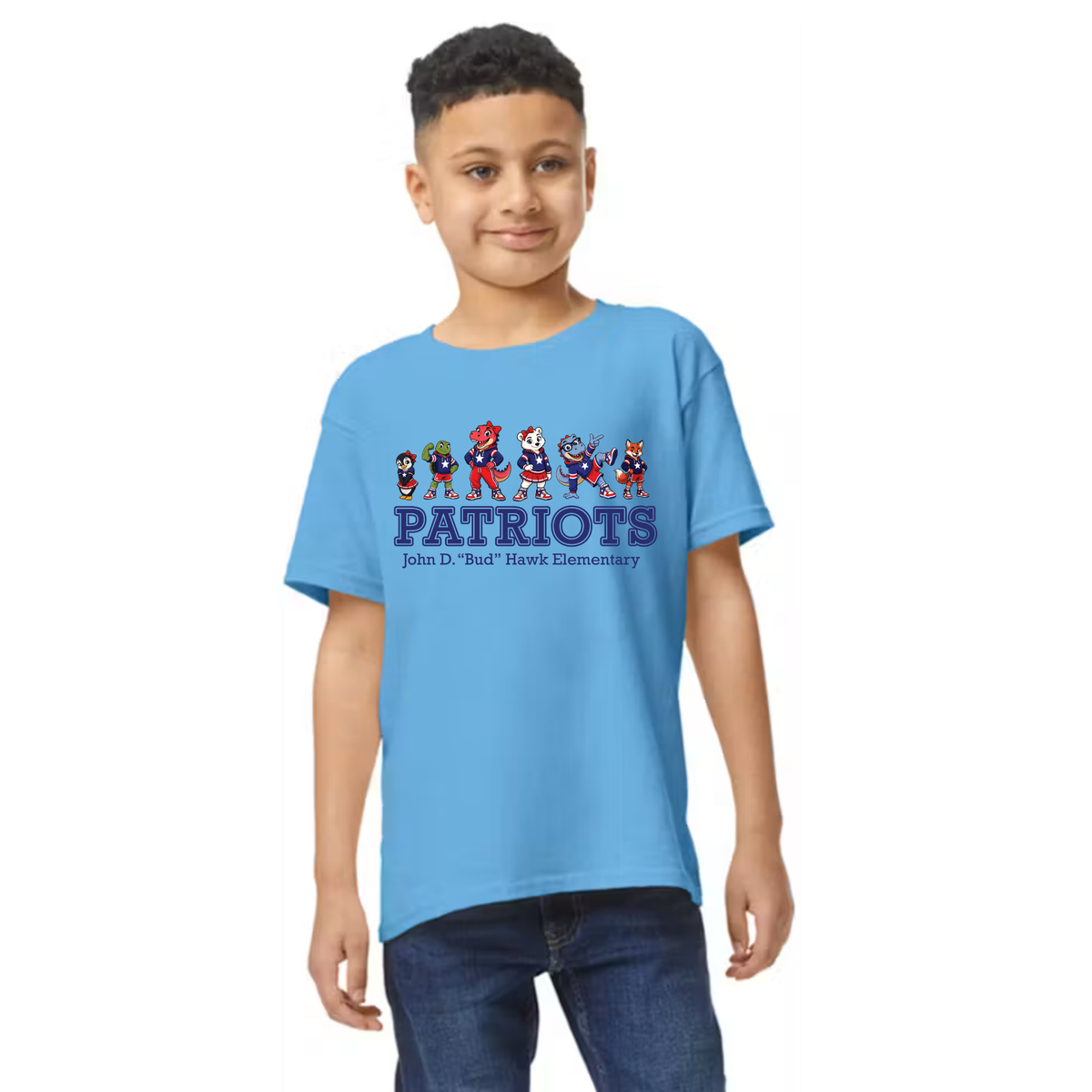Hawk Elementary - Patriots Banner Logo - Youth TShirt