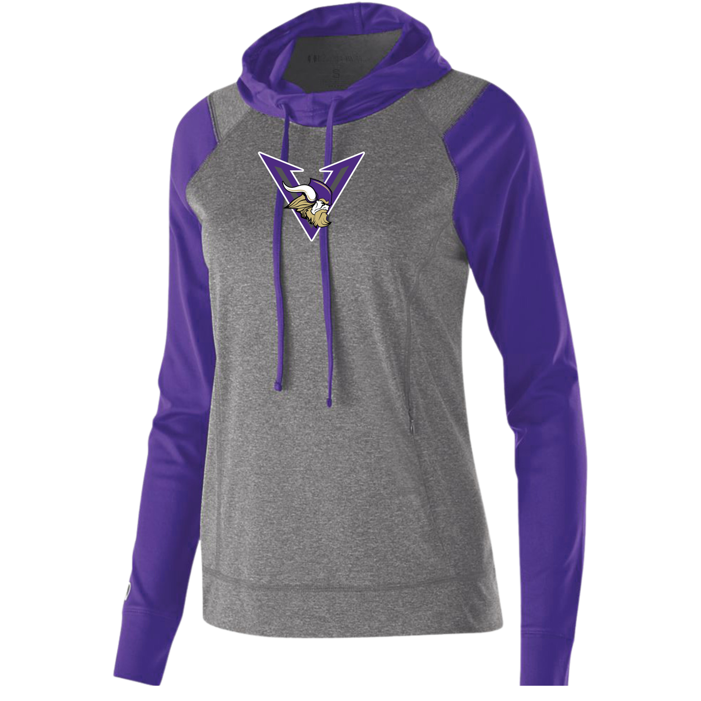 Womens Light Weight Heather Contrasting Hoodie - Vikings V Logo