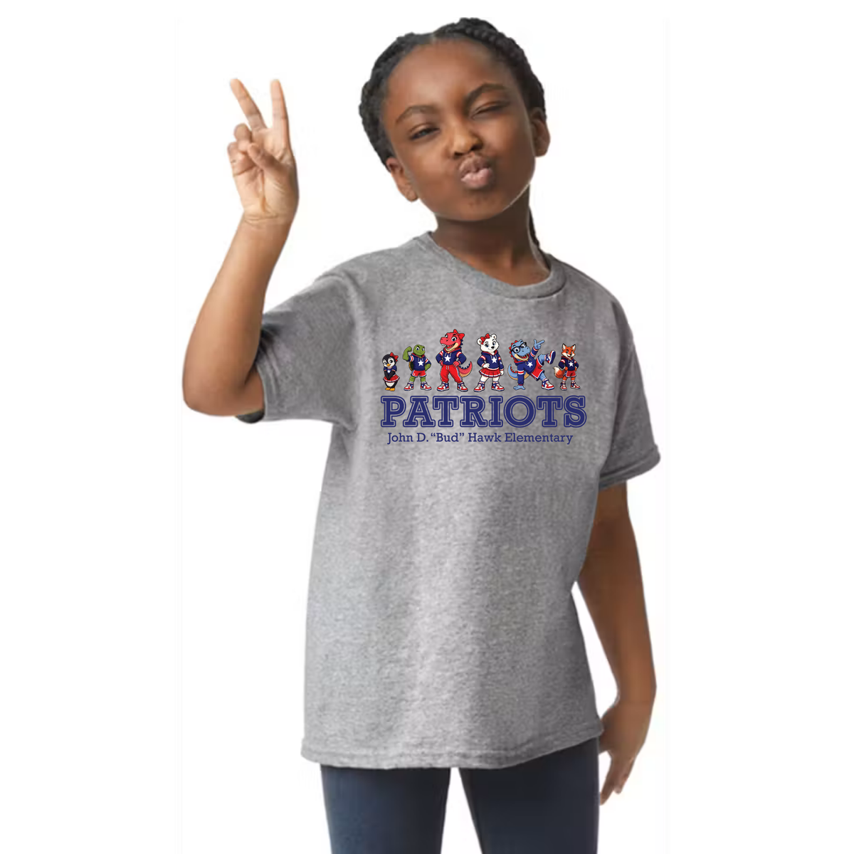 Hawk Elementary - Patriots Banner Logo - Youth TShirt