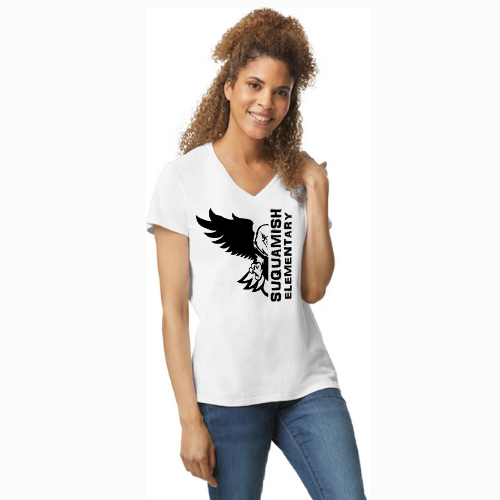 Suquamish  VNeck T-shirt - Womens - Eagle Logo