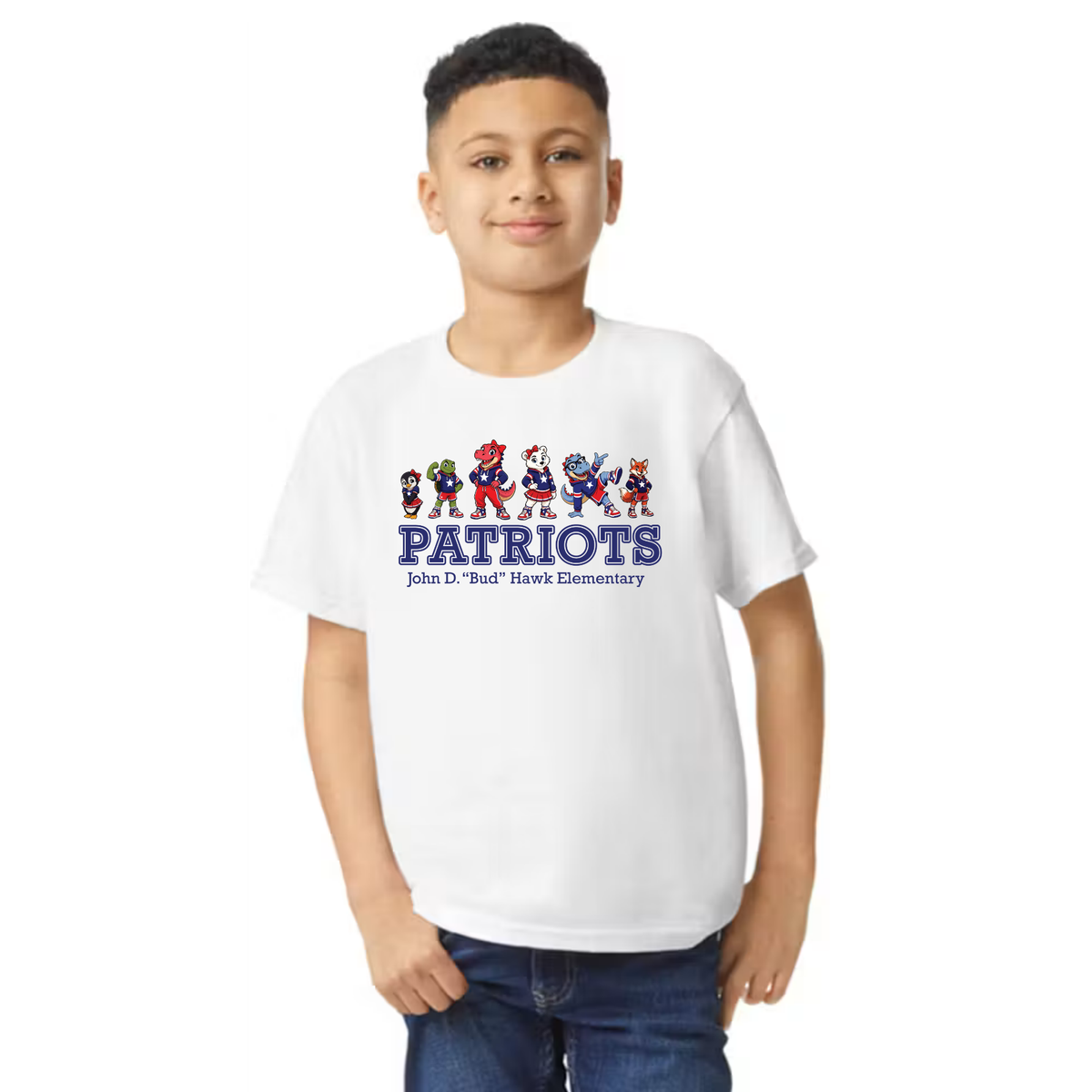 Hawk Elementary - Patriots Banner Logo - Youth TShirt